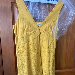 Yellow Sleeveless Eyelet Dress